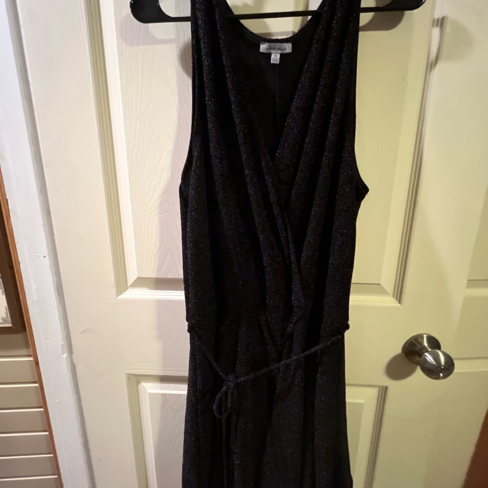 White Birch Elegant Black Sparkly Sleeveless Skirted Romper
